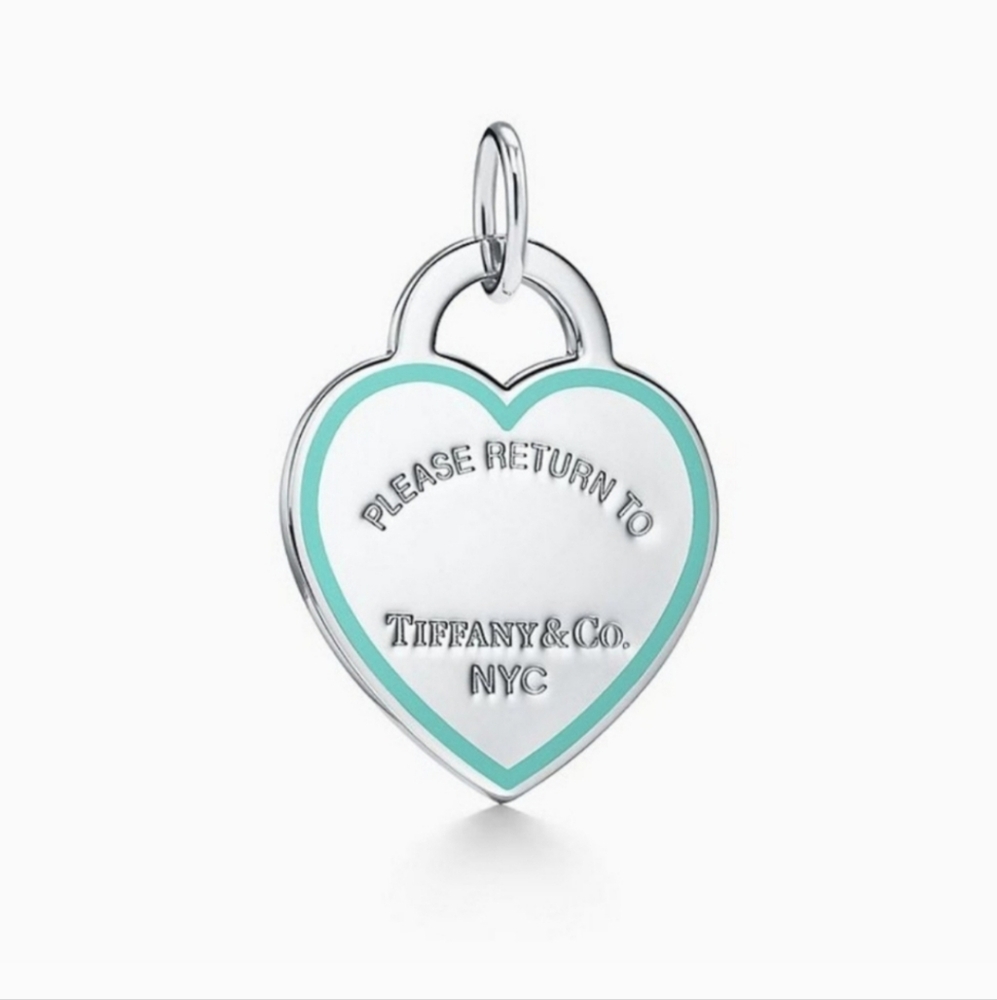 Tiffany & Co. RTT Blue Enamel Rim Heart Pendant New - Picture 6 of 6